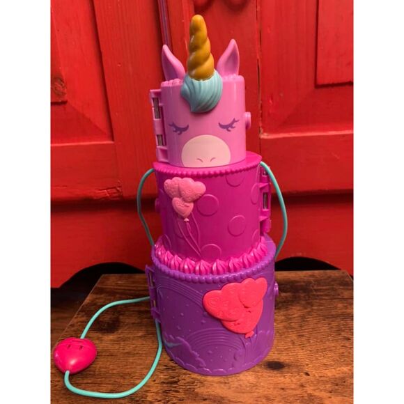 Polly Pocket Spin & Surprise Birthday Cake Play House Set Unicorn No Characters - Picture 1 of 3